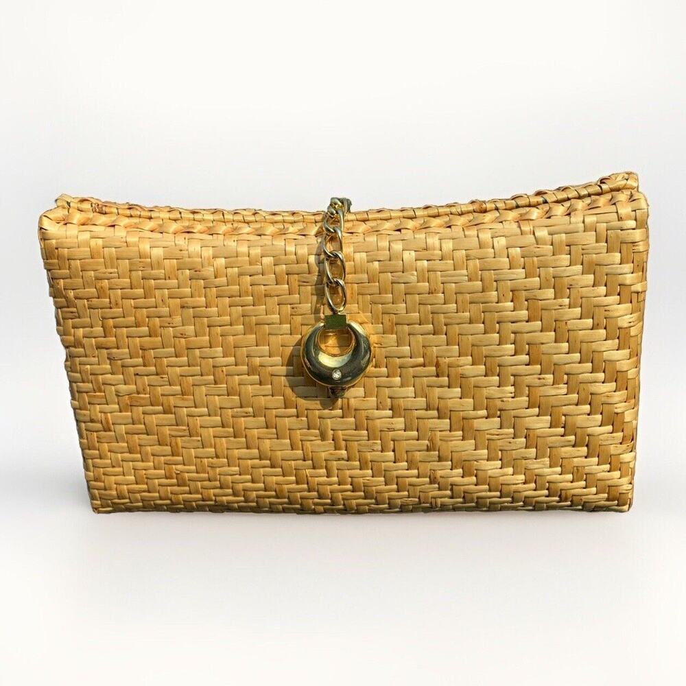 Vintage Susan Gail Roberto Ricci Lacquered Rattan Wicker Clutch Purse Bag Italy
